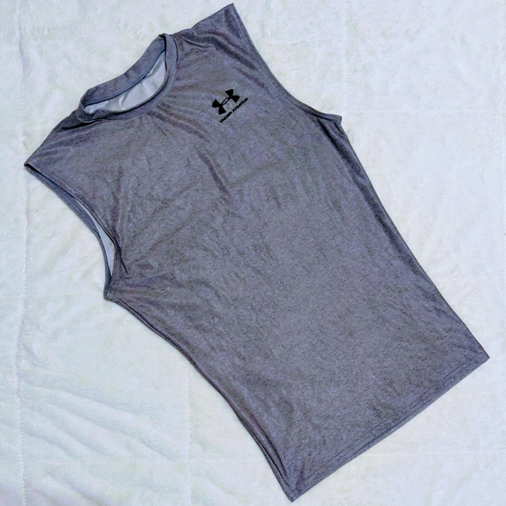 Under Armour Sleeveless Compression Athletic Workout Tank Summer Shirt M/L Gray